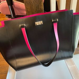 Authentic Kate Spade tote black it’s pink interior